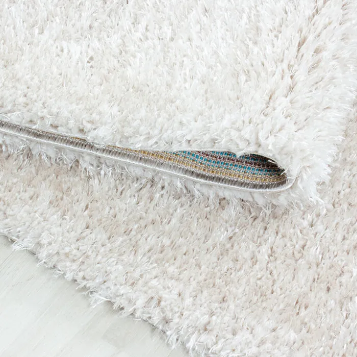 Hochflor Teppich Rund - Blushy Creme Weiß