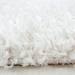 Hochflor Teppich Rund - Blushy Creme Weiß