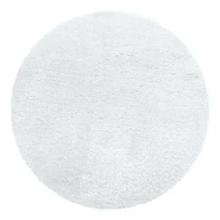 Hochflor Teppich Rund - Blushy Weiß