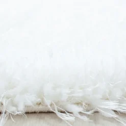 Hochflor Teppich Rund - Blushy Weiß