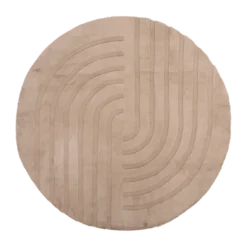 Hochflor Teppich Rund - Carvy Curves Taupe