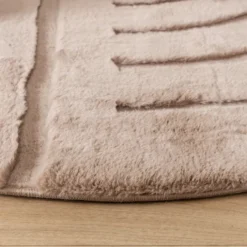 Hochflor Teppich Rund - Carvy Curves Taupe