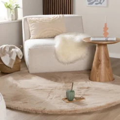 Hochflor Teppich Rund - Comfy Supreme Beige