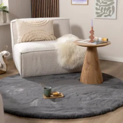 Hochflor Teppich Rund - Comfy Supreme Anthrazit