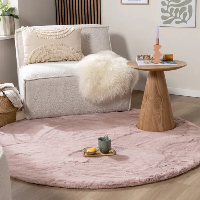 Hochflor Teppich Rund - Comfy Supreme Rosa