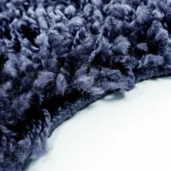 Hochflor Teppich Rund - Edge Blau