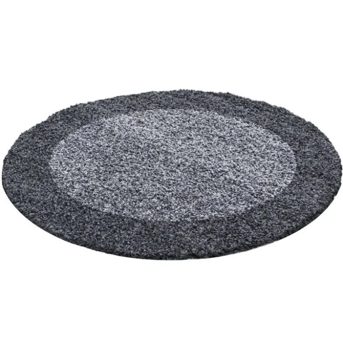 Hochflor Teppich Rund - Edge Grau
