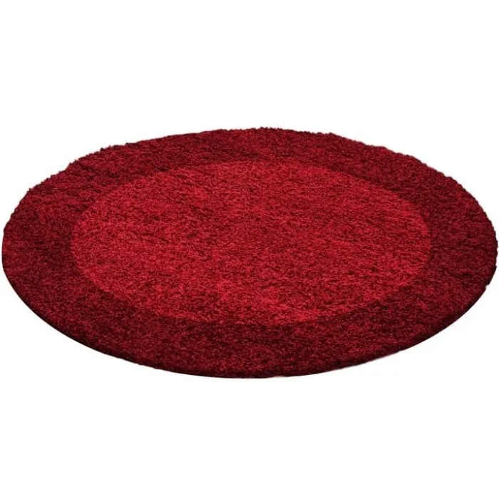 Hochflor Teppich Rund - Edge Rot