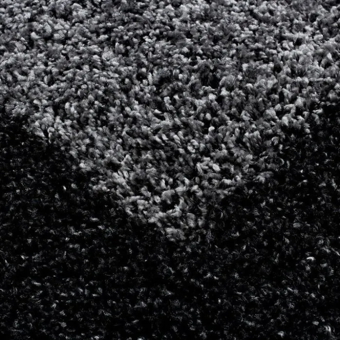 Hochflor Teppich Rund - Edge Schwarz
