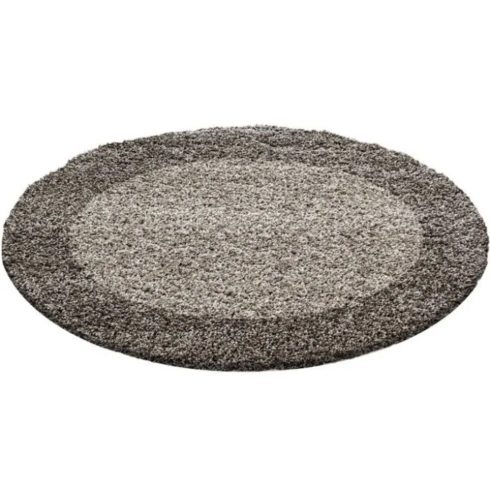 Hochflor Teppich Rund - Edge Taupe
