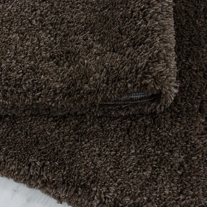 Hochflor Teppich Rund - Fuzzy Braun