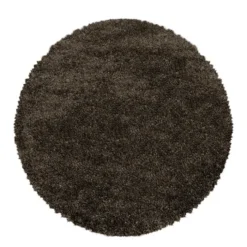 Hochflor Teppich Rund - Fuzzy Braun