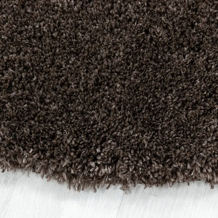 Hochflor Teppich Rund - Fuzzy Braun