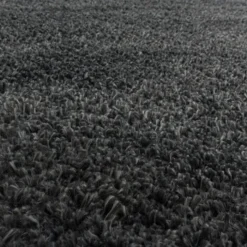Hochflor Teppich Rund - Fuzzy Dunkelgrau