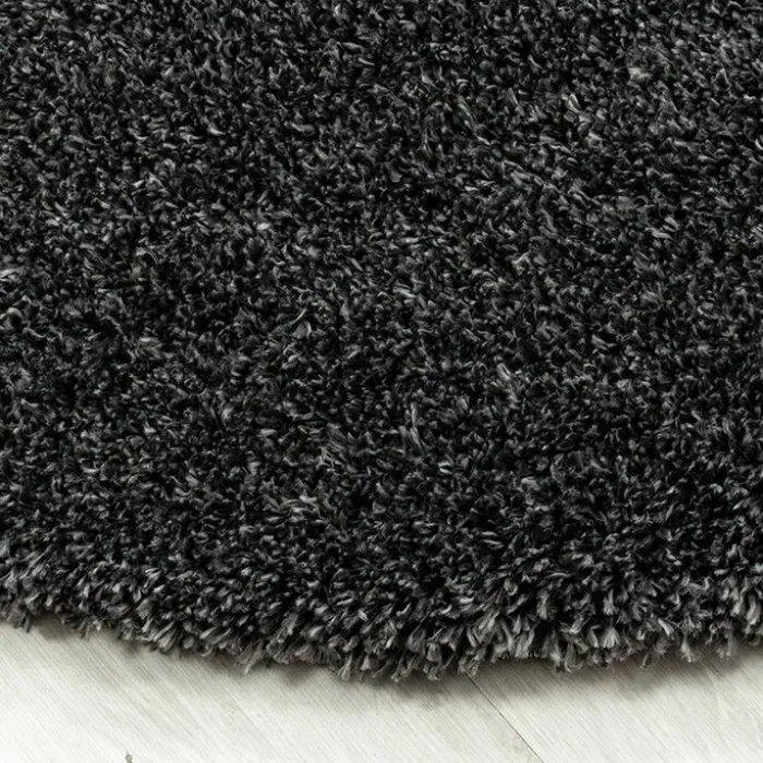 Hochflor Teppich Rund - Fuzzy Dunkelgrau