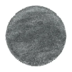 Hochflor Teppich Rund - Fuzzy Grau