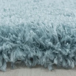 Hochflor Teppich Rund - Fuzzy Hellblau