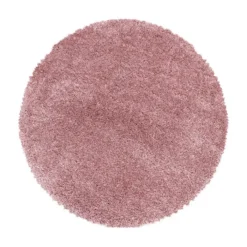 Hochflor Teppich Rund - Fuzzy Rosa