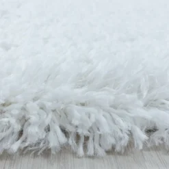 Hochflor Teppich Rund - Fuzzy Weiß