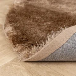 Hochflor Teppich Rund - Glorious Taupe