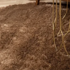 Hochflor Teppich Rund - Glorious Taupe