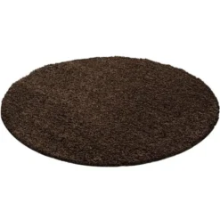 Hochflor Teppich Rund - Life Braun