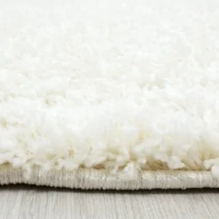 Hochflor Teppich Rund - Life Creme Weiß