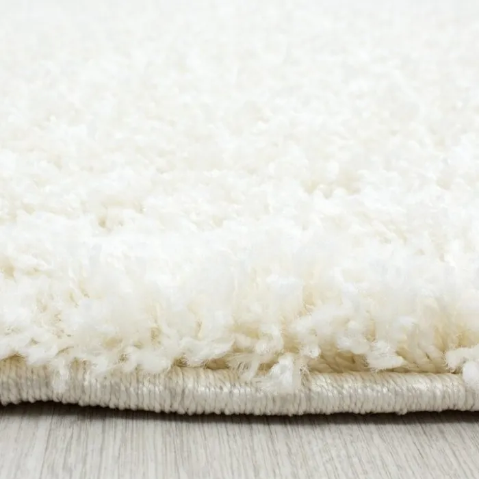Hochflor Teppich Rund - Life Creme Weiß