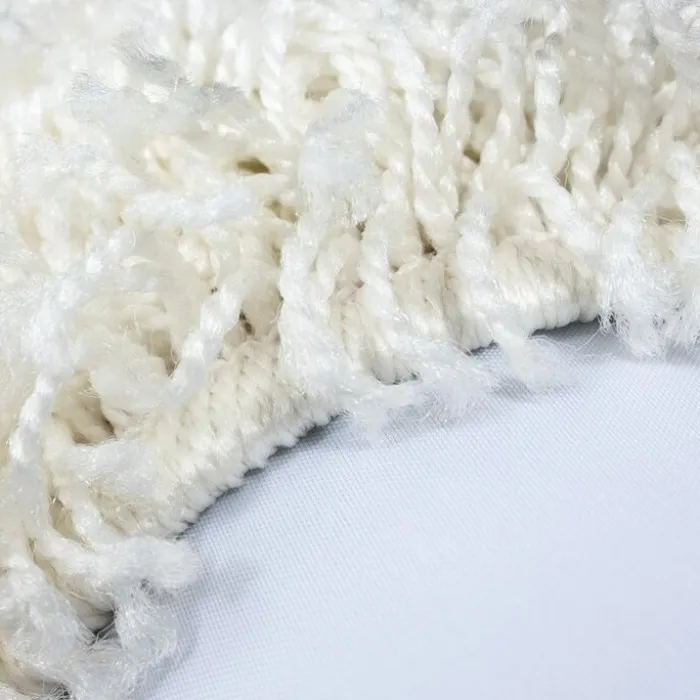 Hochflor Teppich Rund - Life Creme Weiß
