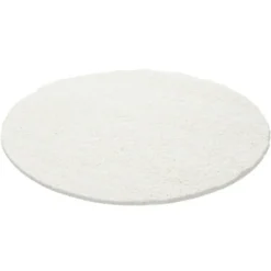 Hochflor Teppich Rund - Life Creme Weiß