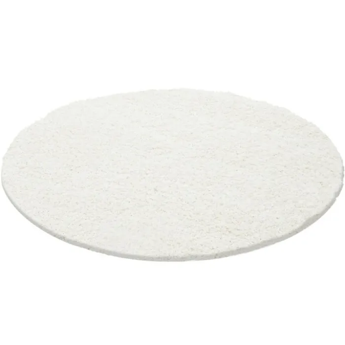 Hochflor Teppich Rund - Life Creme Weiß