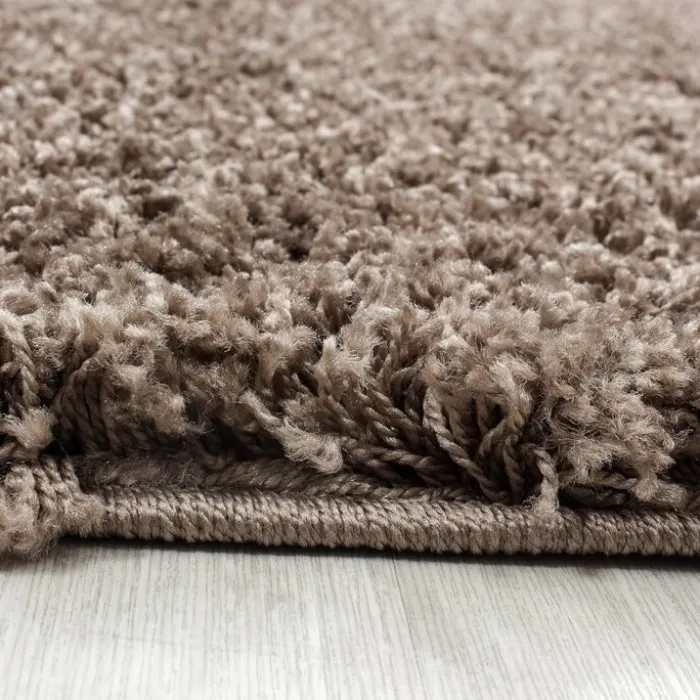 Hochflor Teppich Rund - Life Hellbraun