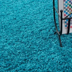 Hochflor Teppich Rund - Life Türkis