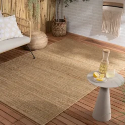 In- & Outdoor Jute Teppich - Daisy Lines Bunt