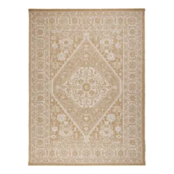 In- & Outdoor Jute Teppich - Daisy Medaillon Weiß