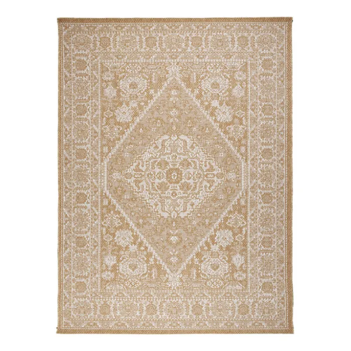 In- & Outdoor Jute Teppich - Daisy Medaillon Weiß