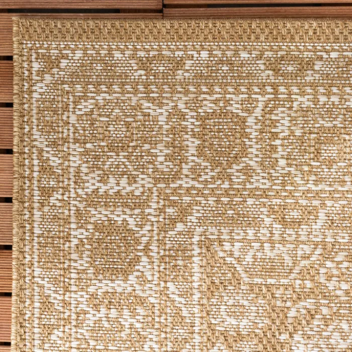 In- & Outdoor Jute Teppich - Daisy Medaillon Weiß