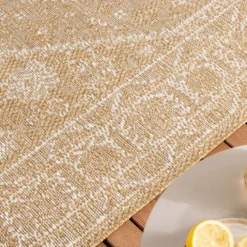 In- & Outdoor Jute Teppich - Daisy Medaillon Weiß