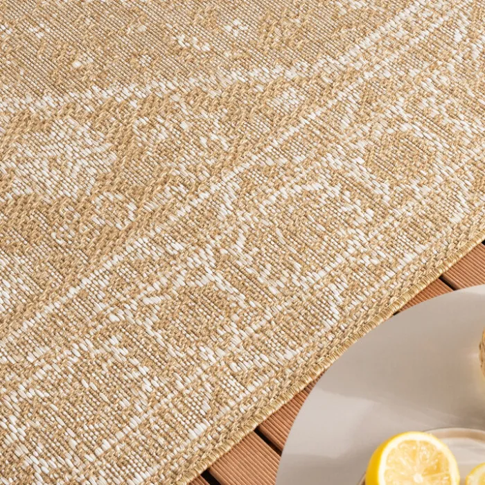 In- & Outdoor Jute Teppich - Daisy Medaillon Weiß
