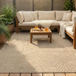 In- & Outdoor Jute Teppich - Fora Tile Natural