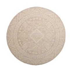 In- & Outdoor Jute Teppich Rund - Atlas Aztec Braun Creme