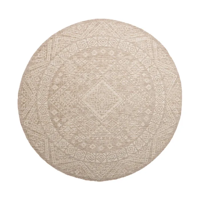 In- & Outdoor Jute Teppich Rund - Atlas Aztec Braun Creme