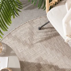 In- & Outdoor Jute Teppich Rund - Atlas Diamond Braun Creme