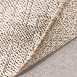 In- & Outdoor Jute Teppich Rund - Atlas Diamond Braun Creme