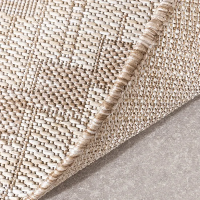 In- & Outdoor Jute Teppich Rund - Atlas Diamond Braun Creme