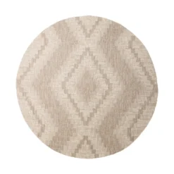 In- & Outdoor Jute Teppich Rund - Atlas Diamond Braun Creme