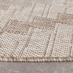 In- & Outdoor Jute Teppich Rund - Atlas Diamond Braun Creme