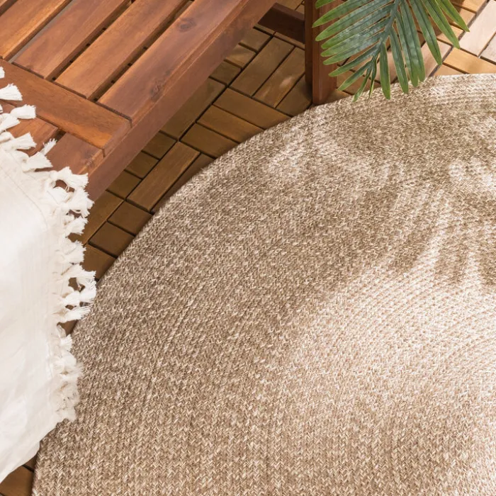 In- & Outdoor Jute Teppich Rund - Bali Braun