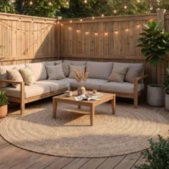 In- & Outdoor Jute Teppich Rund - Bali Beige