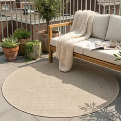 In- & Outdoor Jute Teppich Rund - Nomad Melange Creme